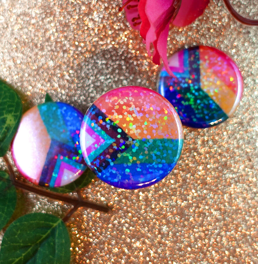 "Progress Pride Flag" - holographic pinback button