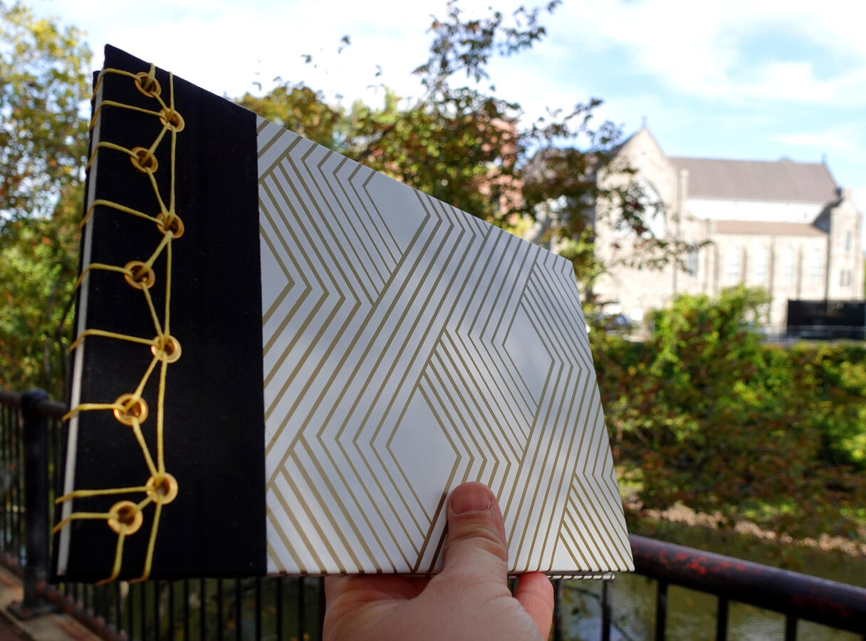 Geometric Sketchbooks - Japanese stab-binding, hemp pattern